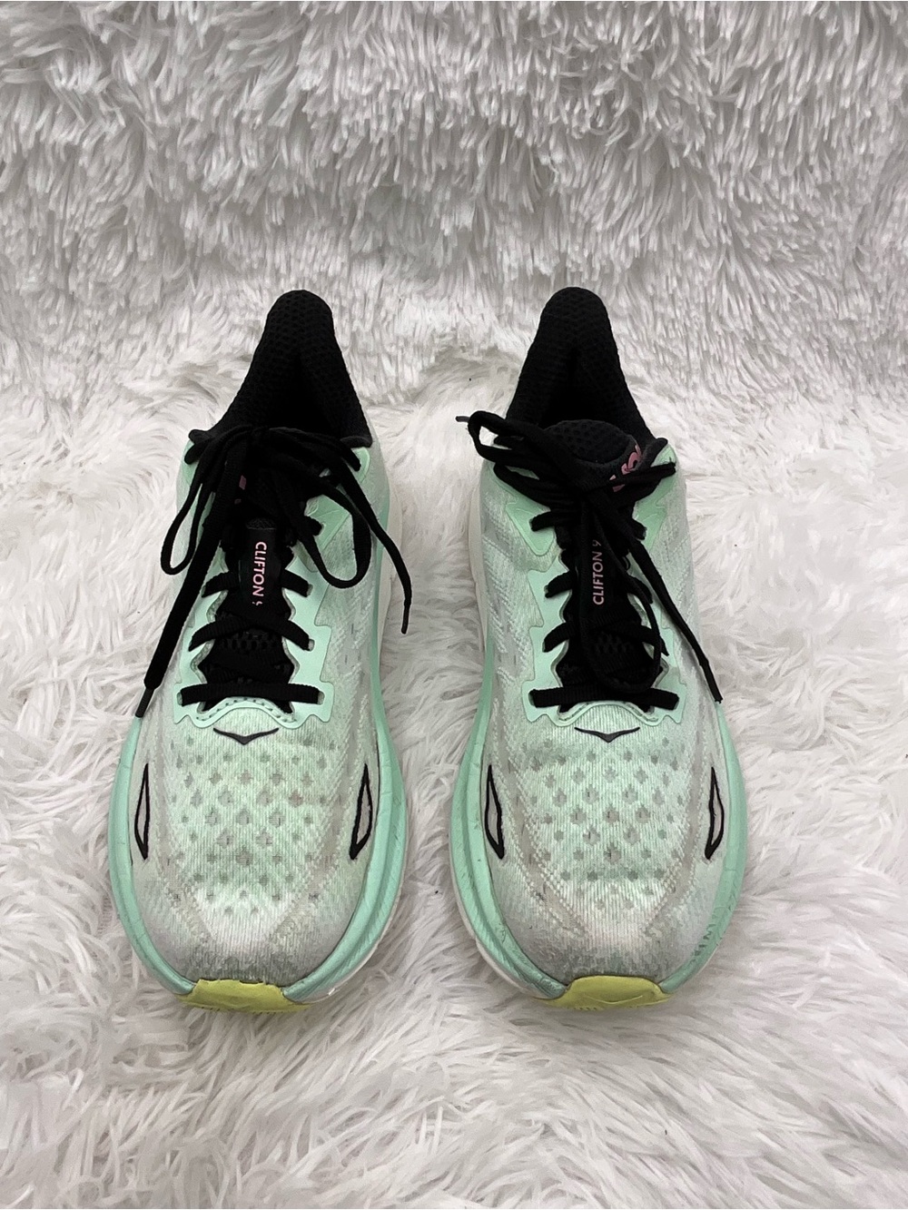 Hoka Clifton 9 Sneakers Size 8 B Mint and Pink Athletic Running Shoes - Picture 5 of 7